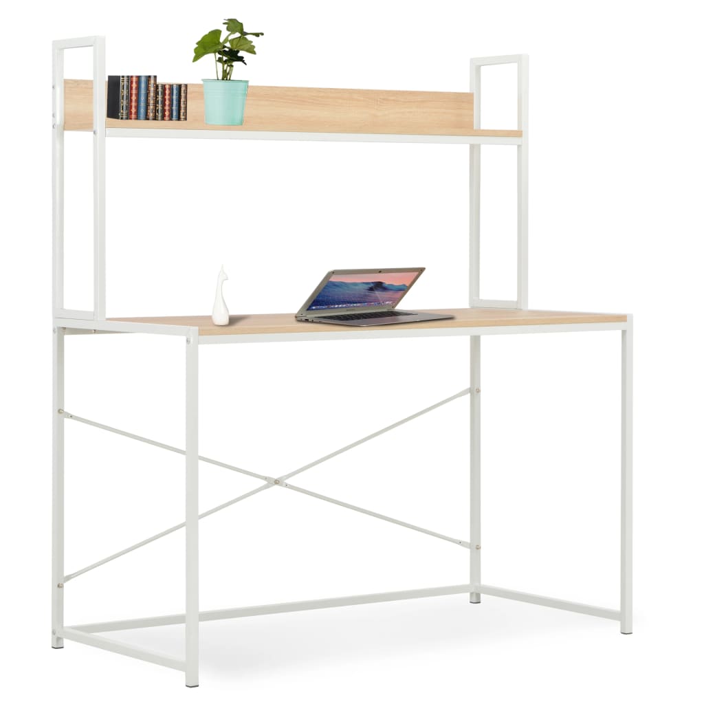 Computer Desk White and Oak 120x60x138 cm