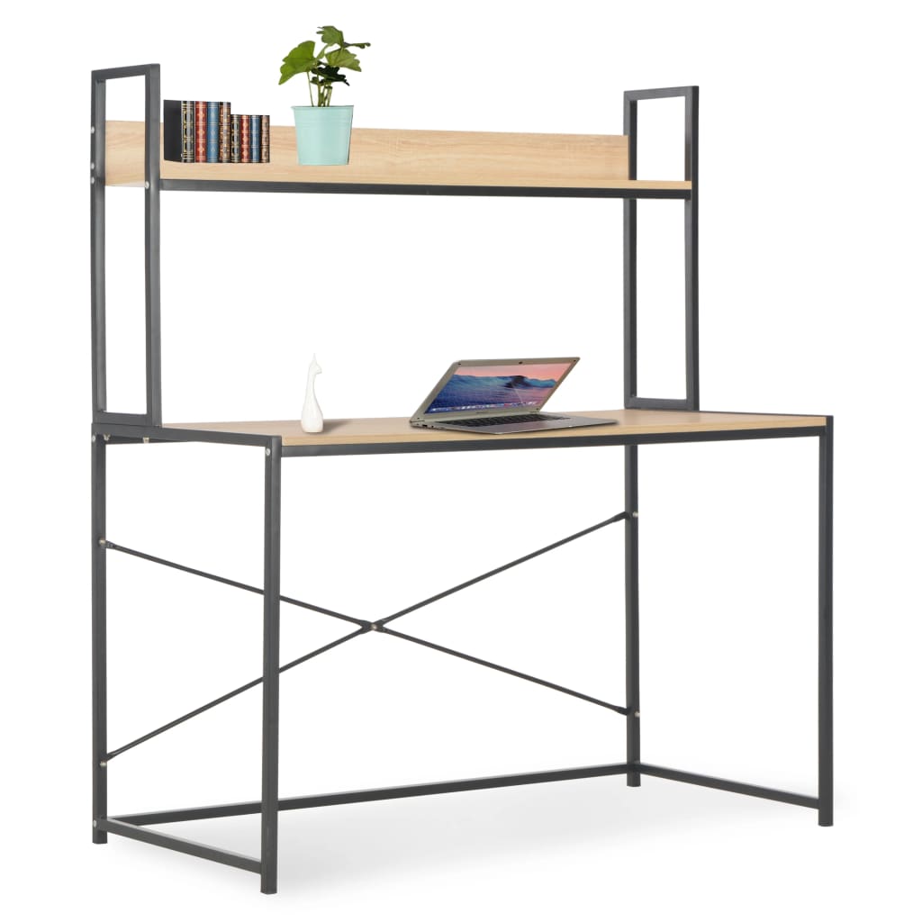 Computer Desk Black and Oak 120x60x138 cm