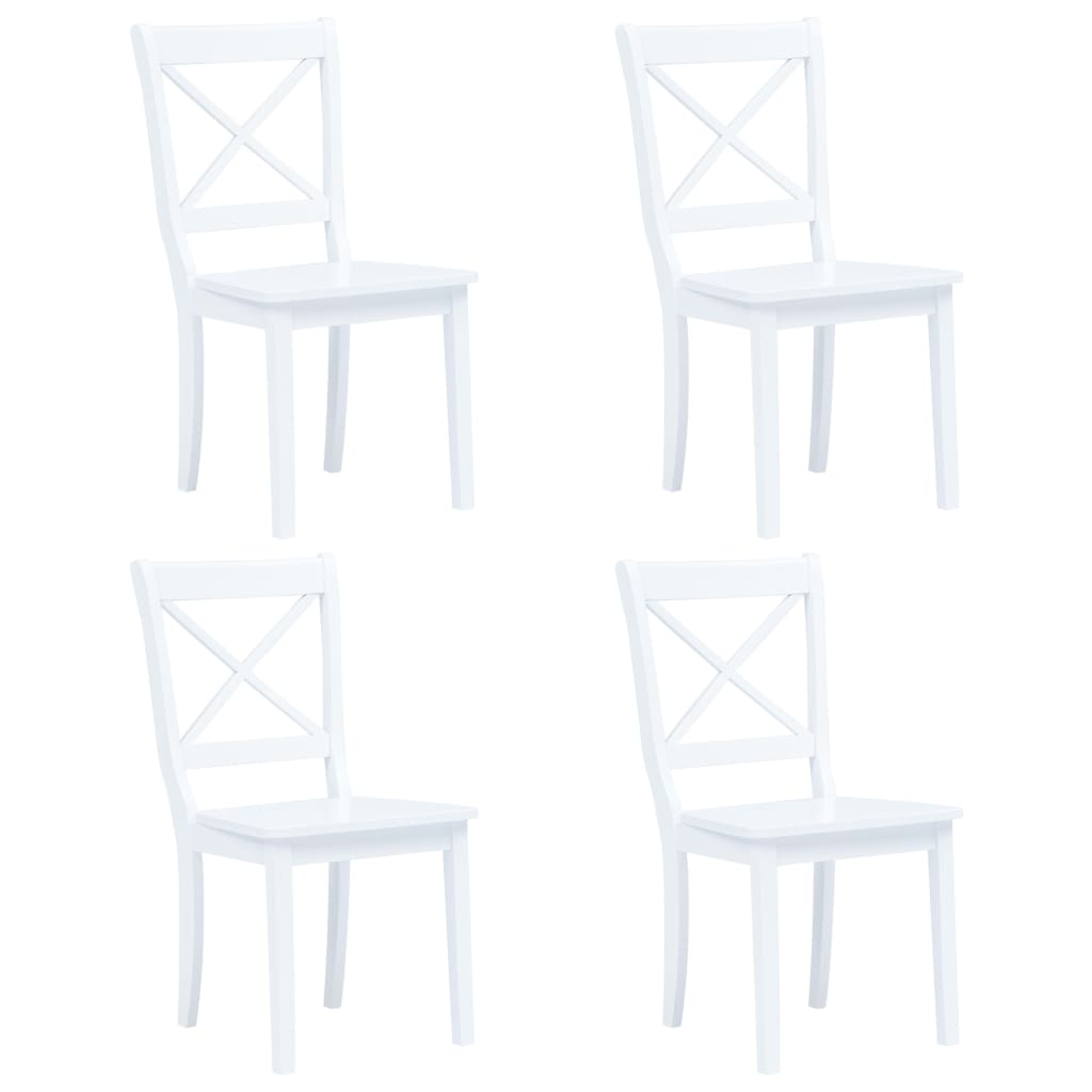 5 Piece Dining Set Solid Rubber Wood White