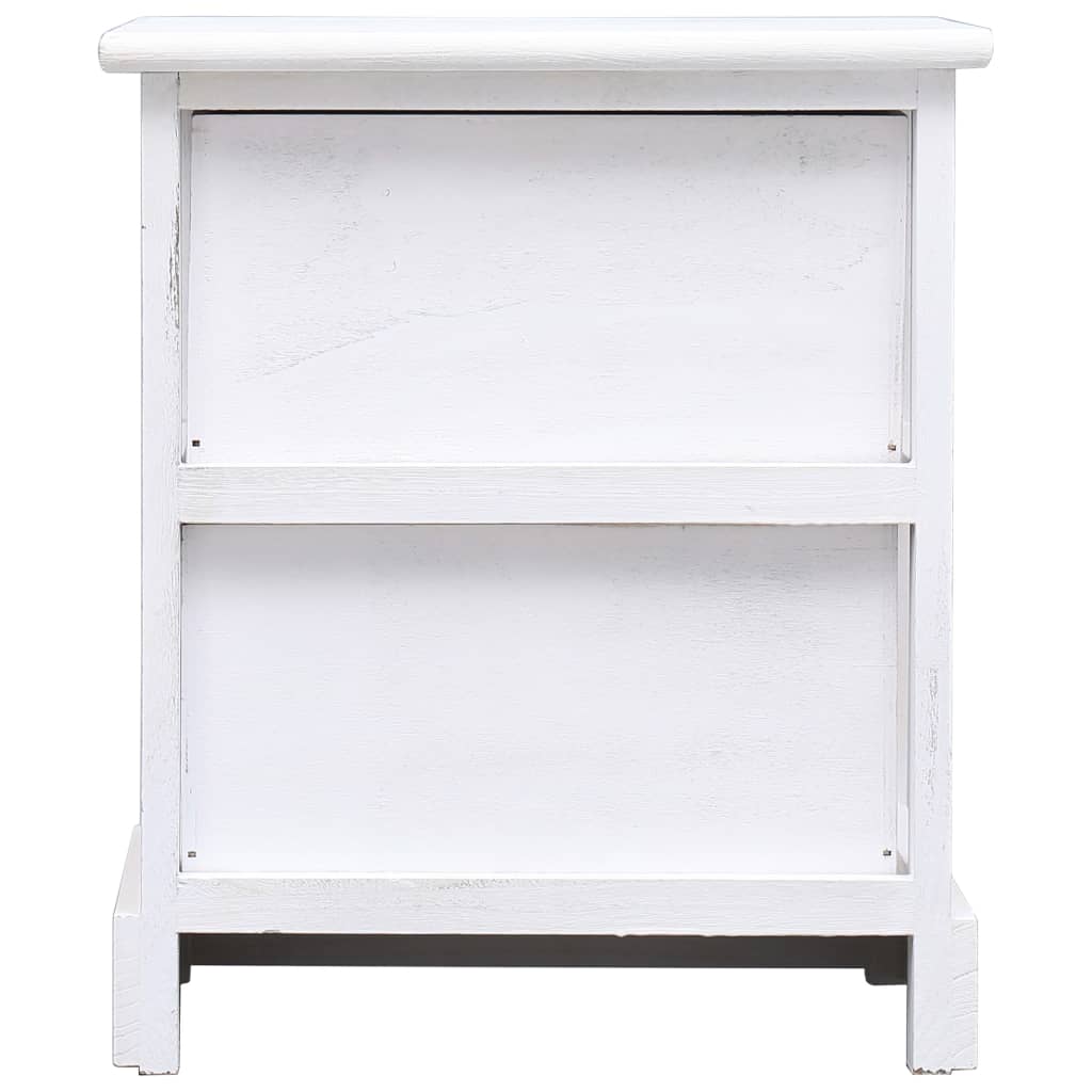 Bedside Cabinet White 38x28x45 cm Paulownia Wood