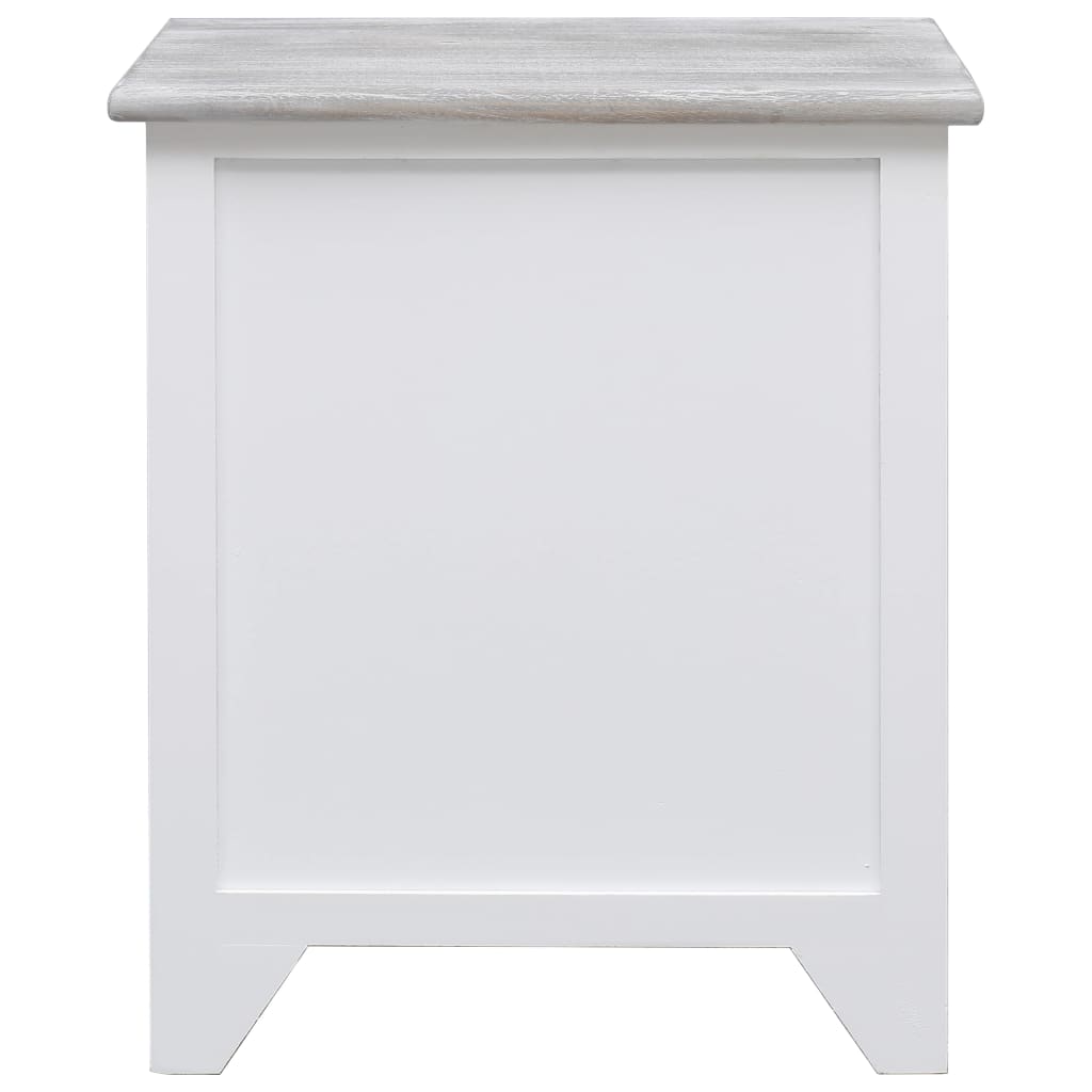 Bedside Cabinet White 38x28x45 cm Paulownia Wood