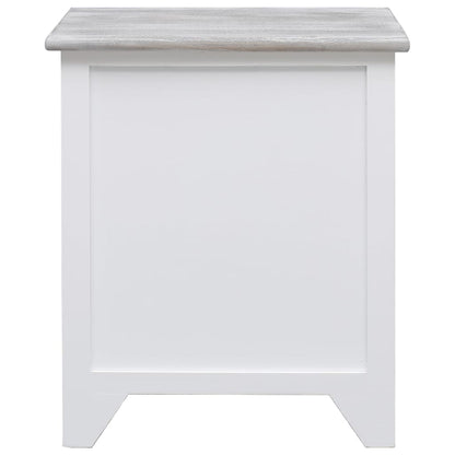 Bedside Cabinet White 38x28x45 cm Paulownia Wood