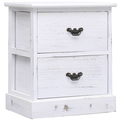 Bedside Cabinets 2 pcs White 38x28x45 cm Paulownia Wood