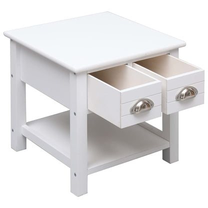 Side Table White 40x40x40 cm Paulownia Wood