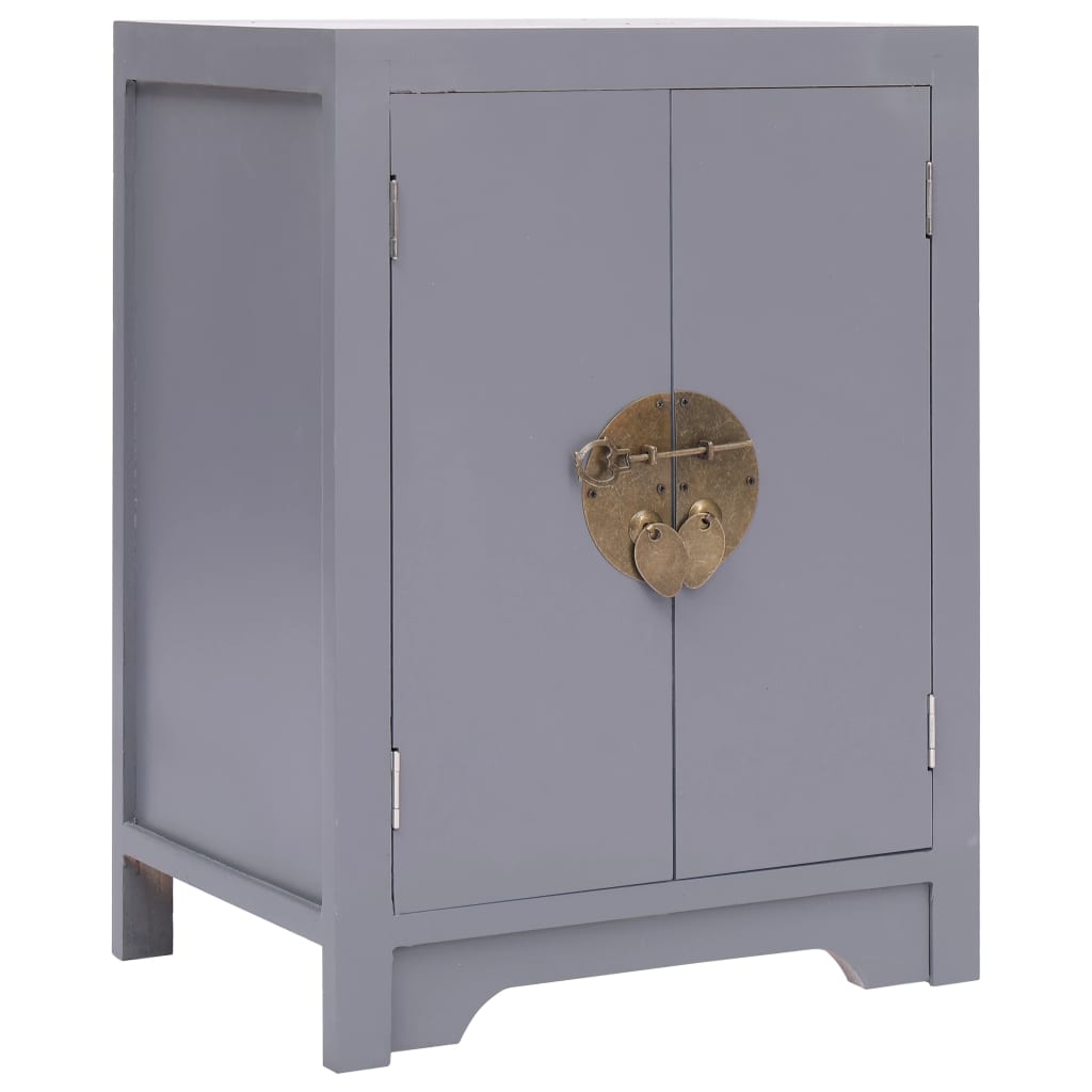 Bedside Cabinet Grey 38x28x52 cm Paulownia Wood