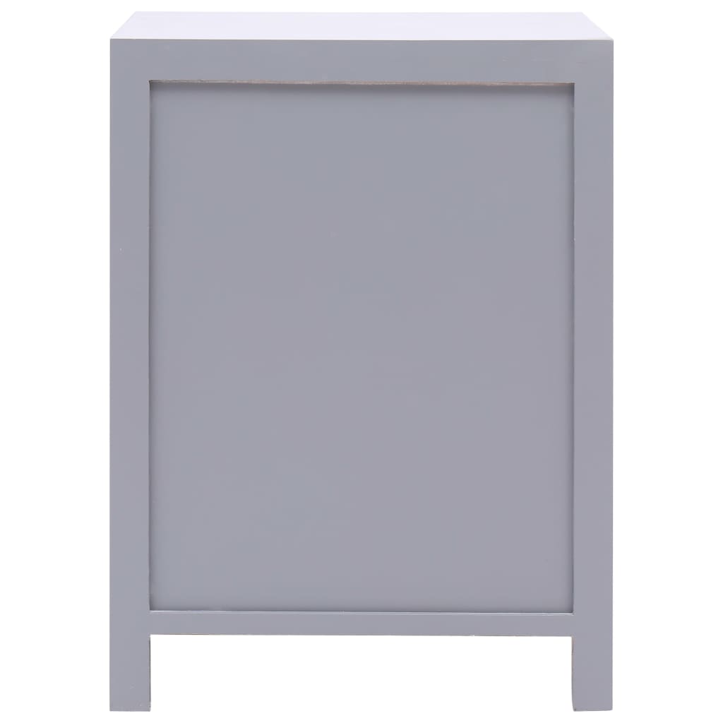 Bedside Cabinet Grey 38x28x52 cm Paulownia Wood