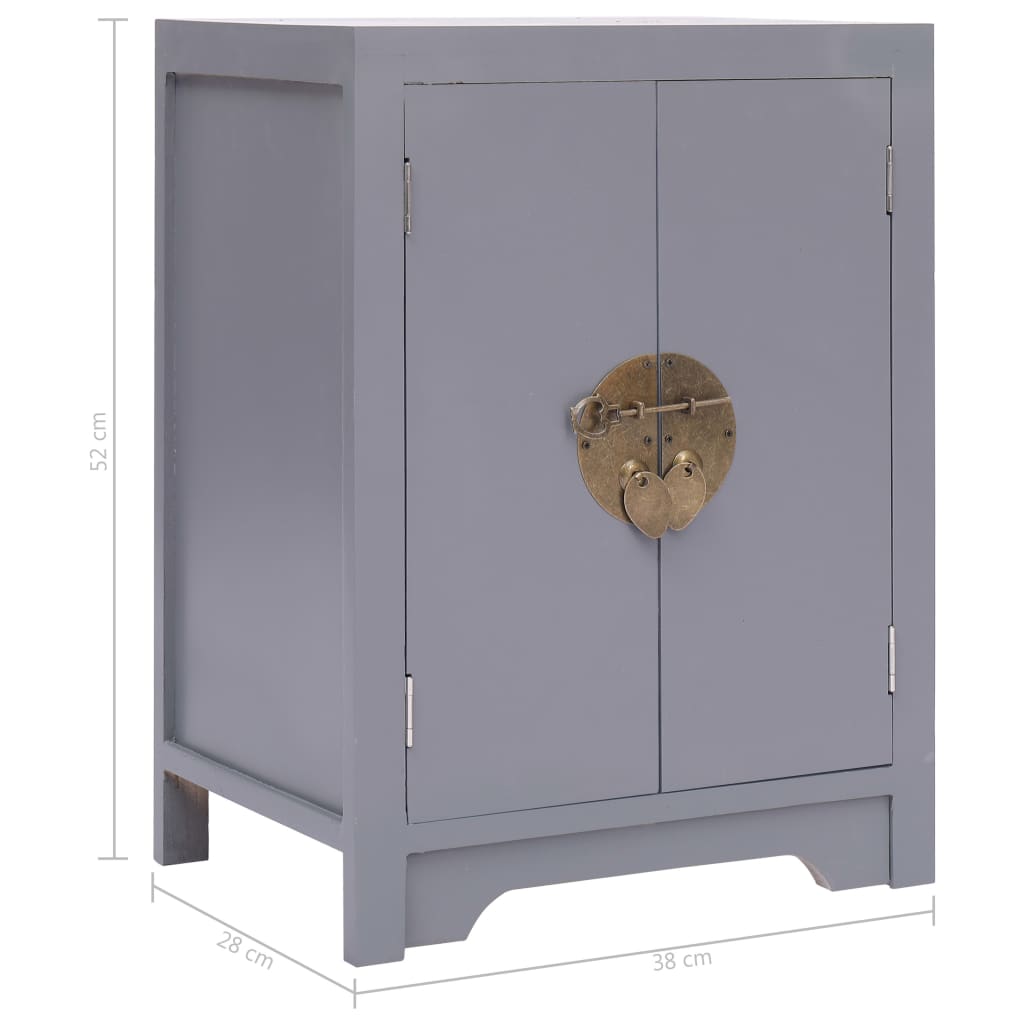 Bedside Cabinet Grey 38x28x52 cm Paulownia Wood