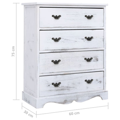 Drawer Cabinet White 60x30x75 cm Wood