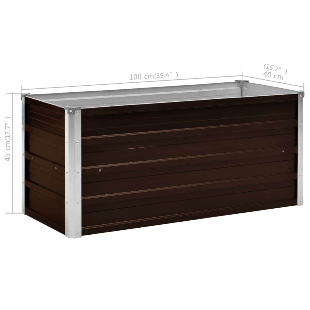 Garden Raised Bed Brown 100x40x45 cm Galvanised Steel