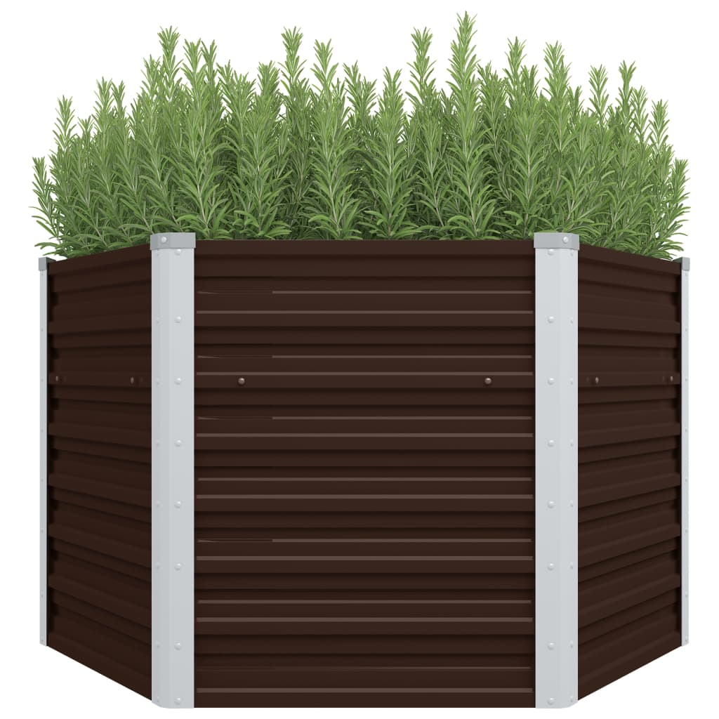 Garden Raised Bed Brown 129x129x77 cm Galvanised Steel