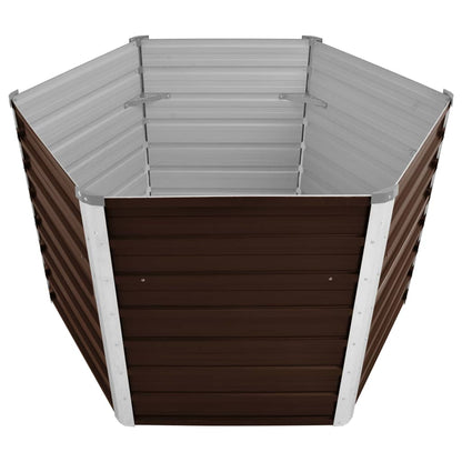 Garden Raised Bed Brown 129x129x77 cm Galvanised Steel