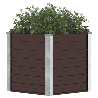 Garden Raised Bed Brown 129x129x77 cm Galvanised Steel