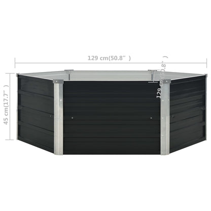 Raised Garden Bed Anthracite 129x129x45 cm Galvanised Steel