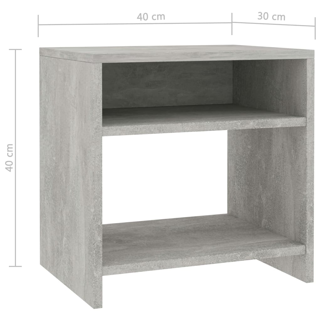 Bedside Cabinet Concrete Grey 40x30x40 cm Engineered Wood