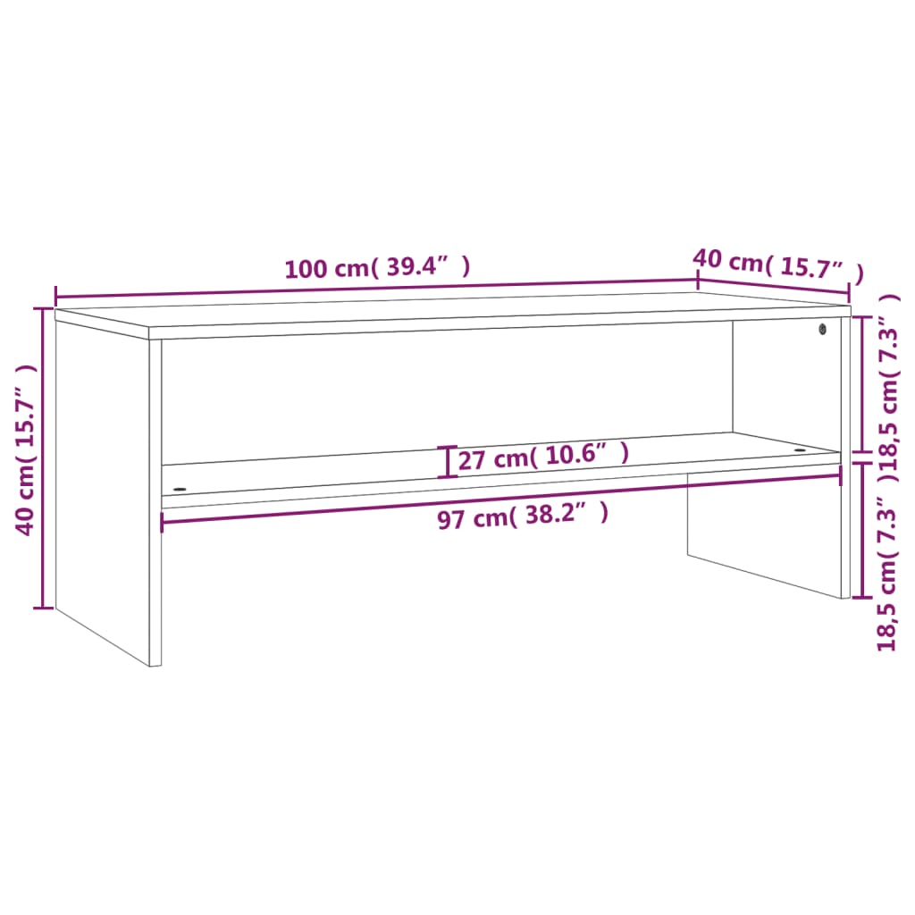 TV Cabinet High Gloss Grey 100x40x40 cm Engineered Wood