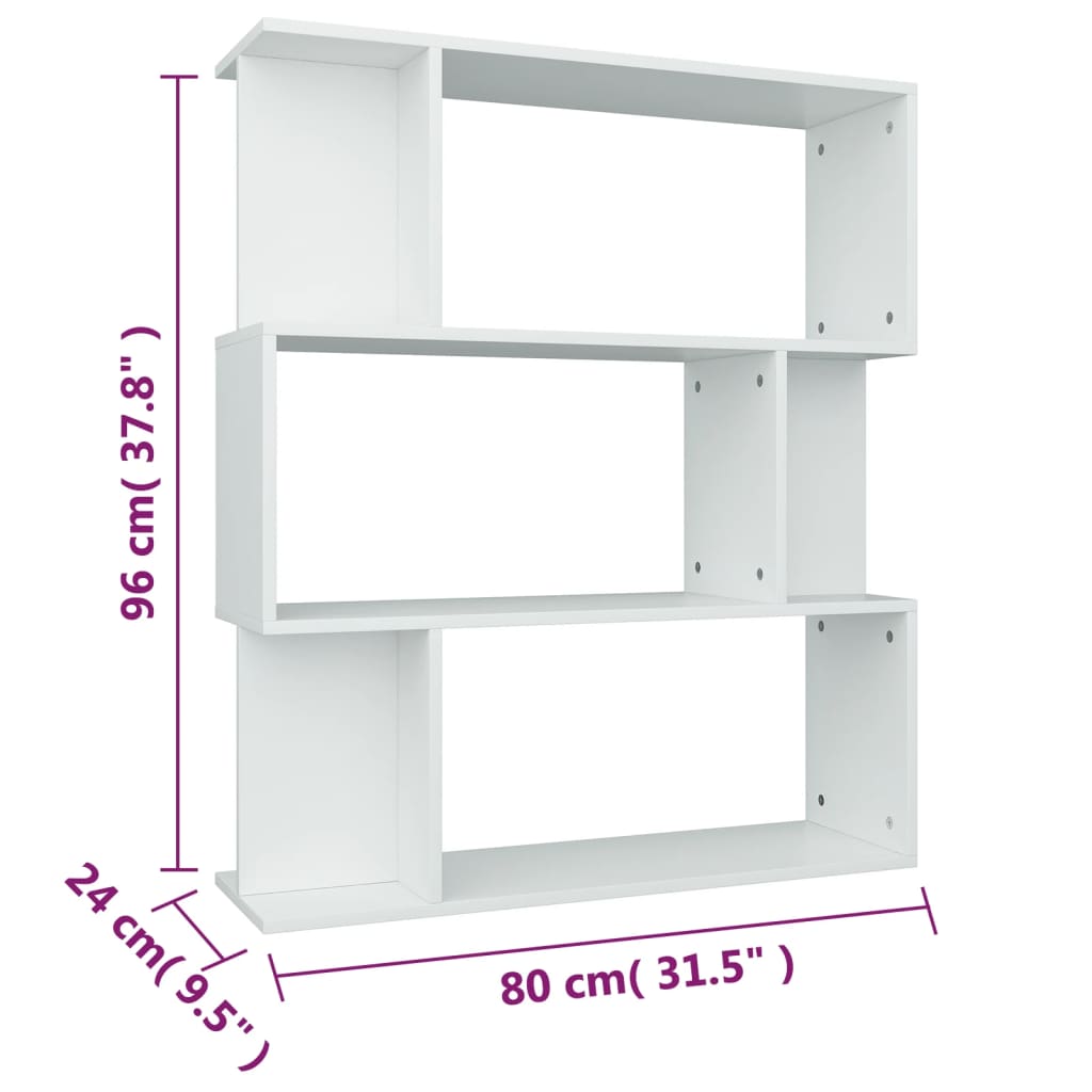 Book Cabinet/Room Divider White 80x24x96 cm Engineered Wood