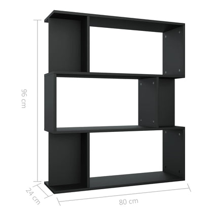 Book Cabinet/Room Divider Black 80x24x96 cm Engineered Wood