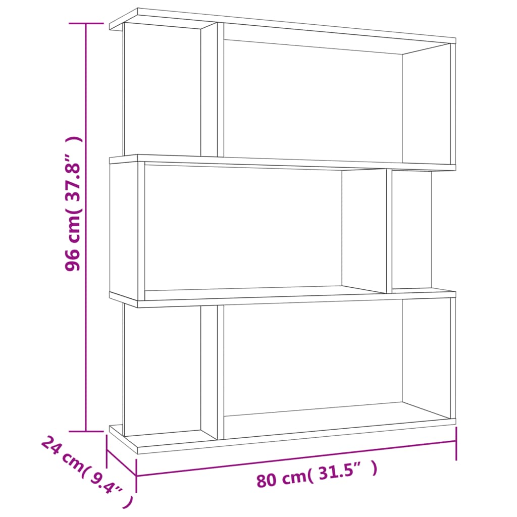 Book Cabinet/Room Divider Sonoma Oak 80x24x96 cm Engineered Wood