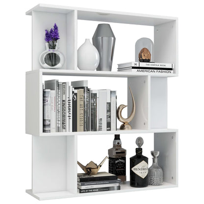 Book Cabinet/Room Divider High Gloss White 80x24x96 cm Engineered Wood