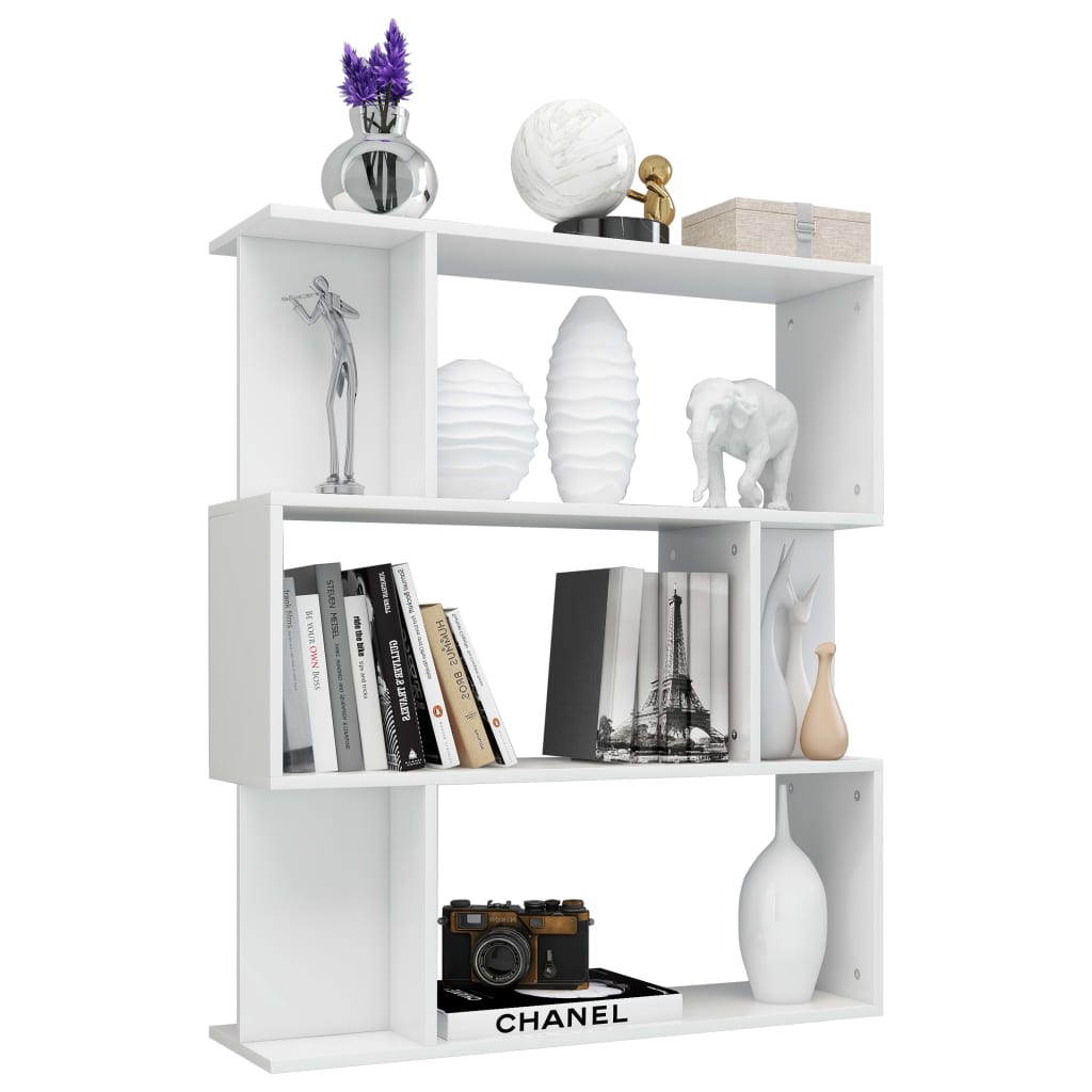 Book Cabinet/Room Divider High Gloss White 80x24x96 cm Engineered Wood