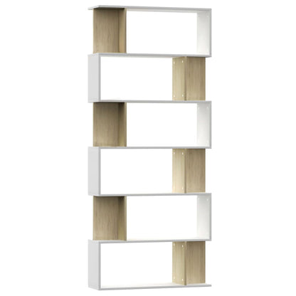 Book Cabinet/Room Divider White and Sonoma Oak 80x24x192 cm Engineered Wood