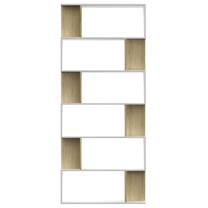 Book Cabinet/Room Divider White and Sonoma Oak 80x24x192 cm Engineered Wood