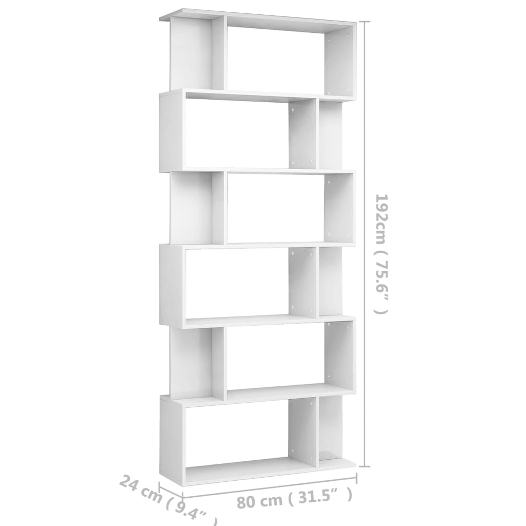 Book Cabinet/Room Divider High Gloss White 80x24x192 cm Engineered Wood