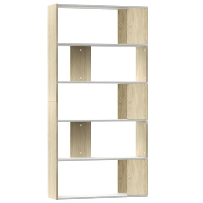 Book Cabinet/Room Divider White and Sonoma Oak 80x24x159 cm Engineered Wood