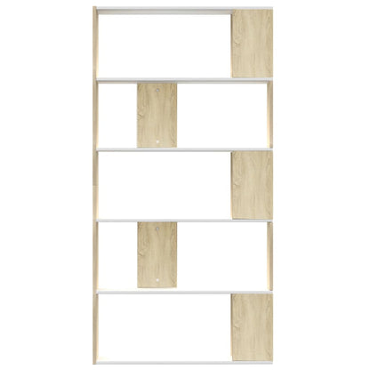 Book Cabinet/Room Divider White and Sonoma Oak 80x24x159 cm Engineered Wood