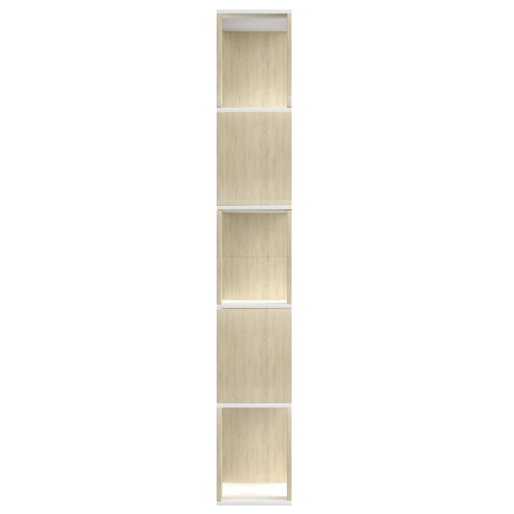 Book Cabinet/Room Divider White and Sonoma Oak 80x24x159 cm Engineered Wood