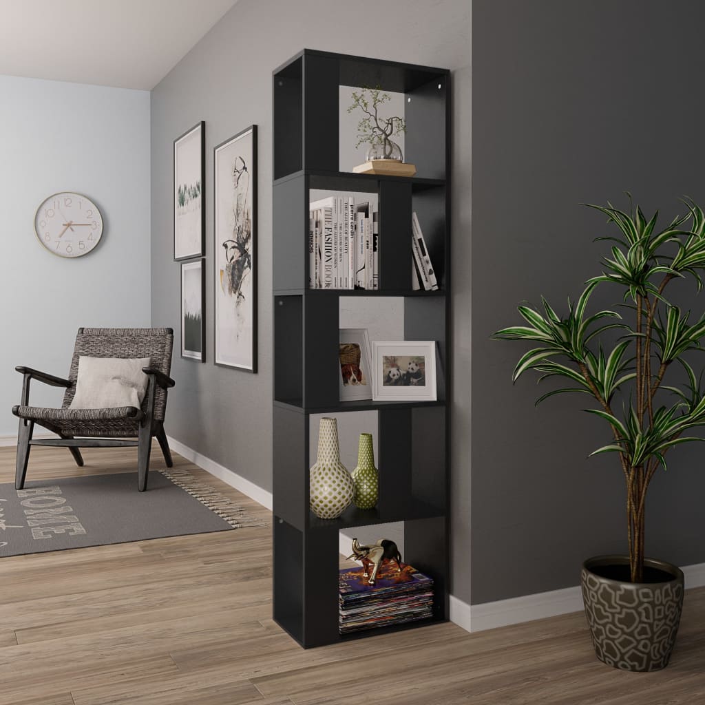 Book Cabinet/Room Divider Black 45x24x159 cm Engineered Wood