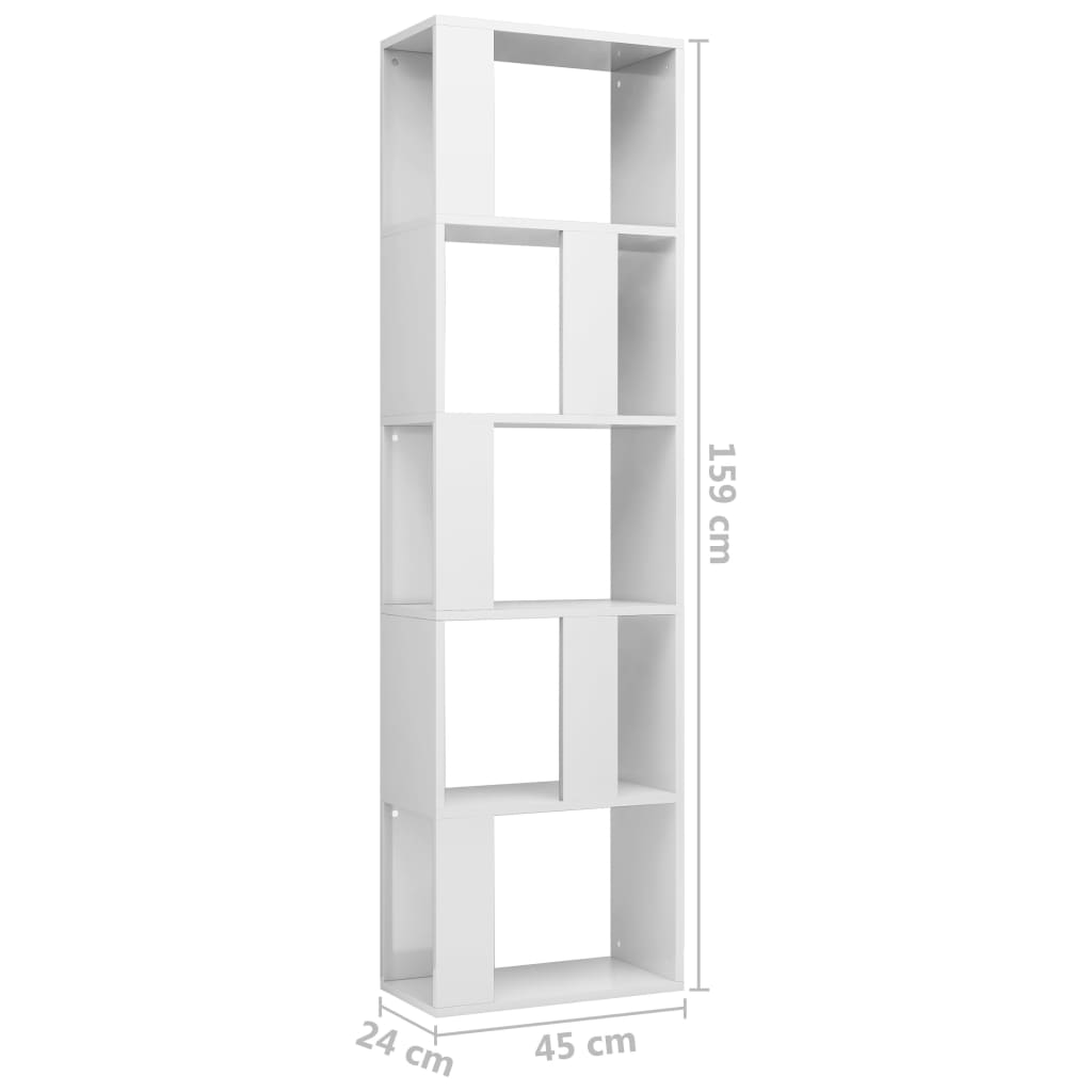 Book Cabinet/Room Divider High Gloss White 45x24x159 cm Engineered Wood