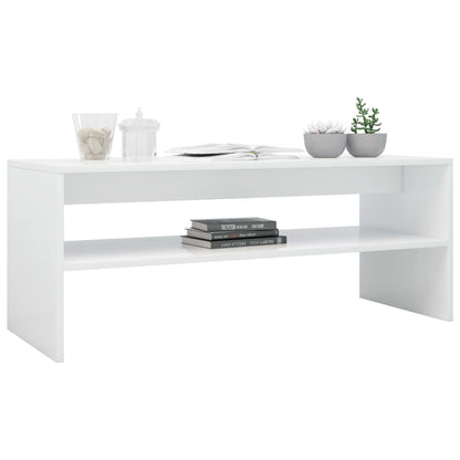 Coffee Table High Gloss White 100x40x40 cm Engineered Wood