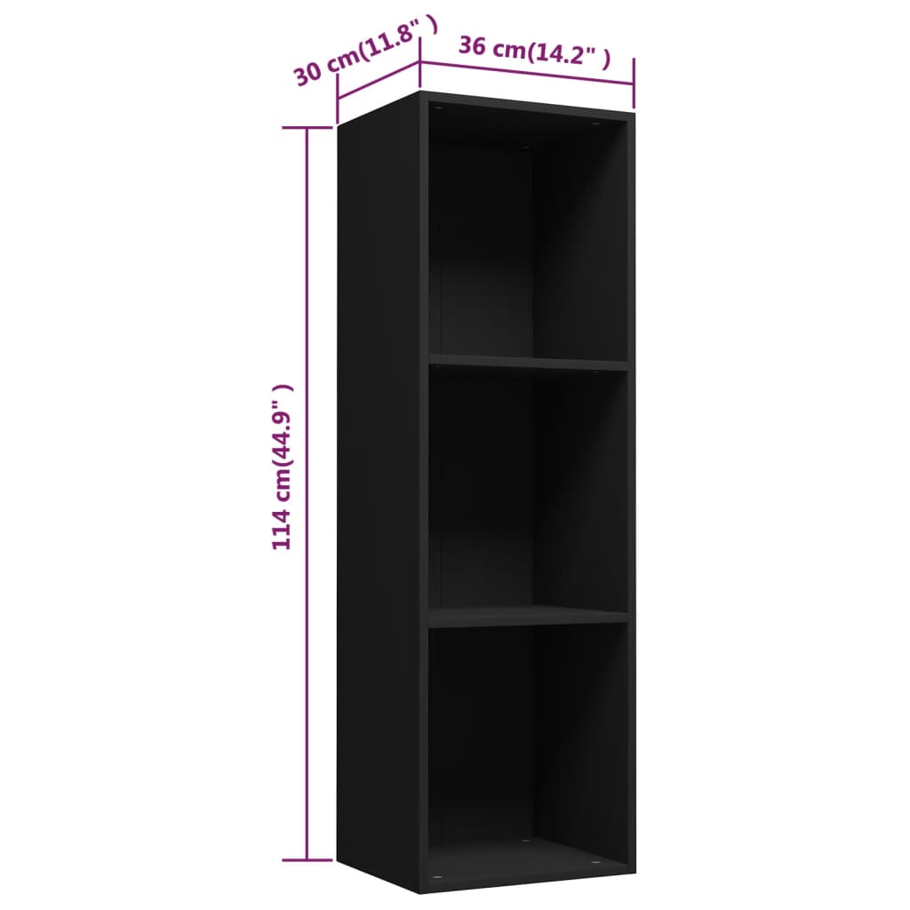 Book Cabinet/TV Cabinet Black 36x30x114 cm Engineered Wood