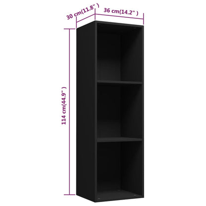 Book Cabinet/TV Cabinet Black 36x30x114 cm Engineered Wood