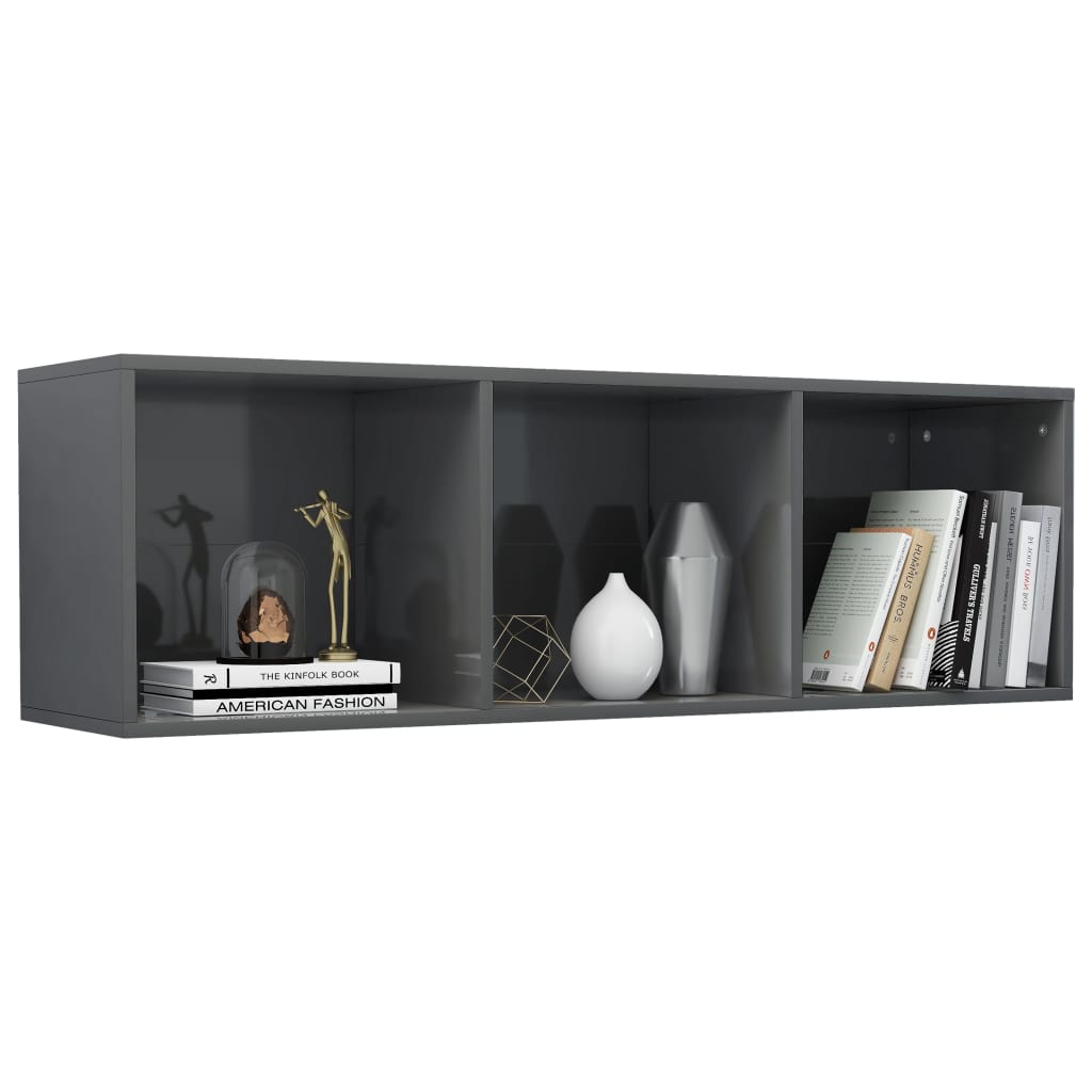 Book Cabinet/TV Cabinet High Gloss Grey 36x30x114 cm Engineered Wood