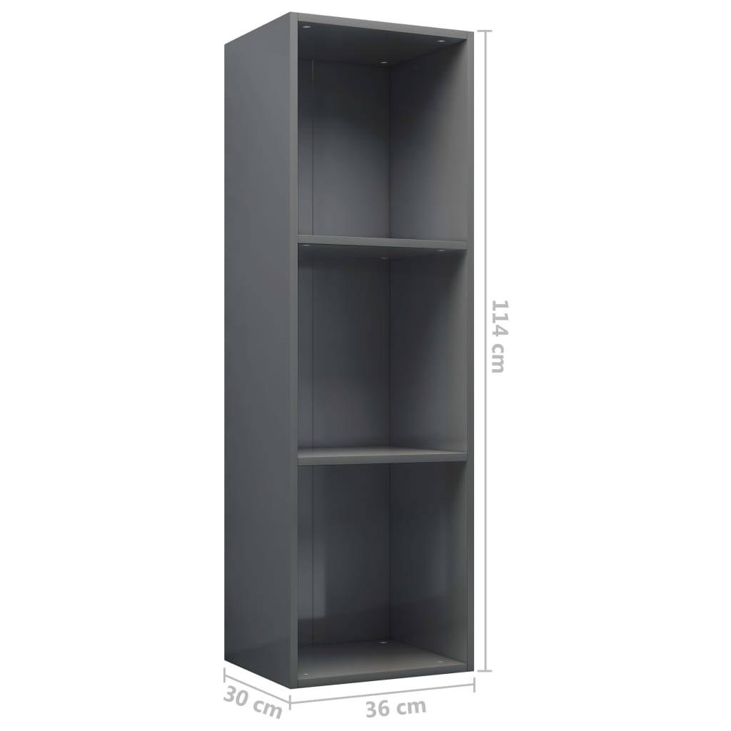 Book Cabinet/TV Cabinet High Gloss Grey 36x30x114 cm Engineered Wood