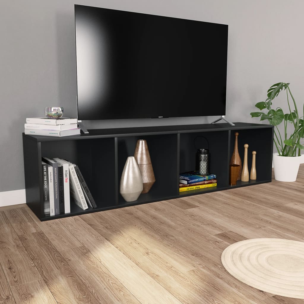 Book Cabinet/TV Cabinet Black 36x30x143 cm Engineered Wood