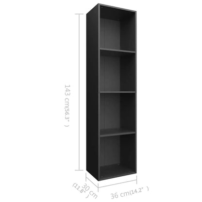 Book Cabinet/TV Cabinet Black 36x30x143 cm Engineered Wood