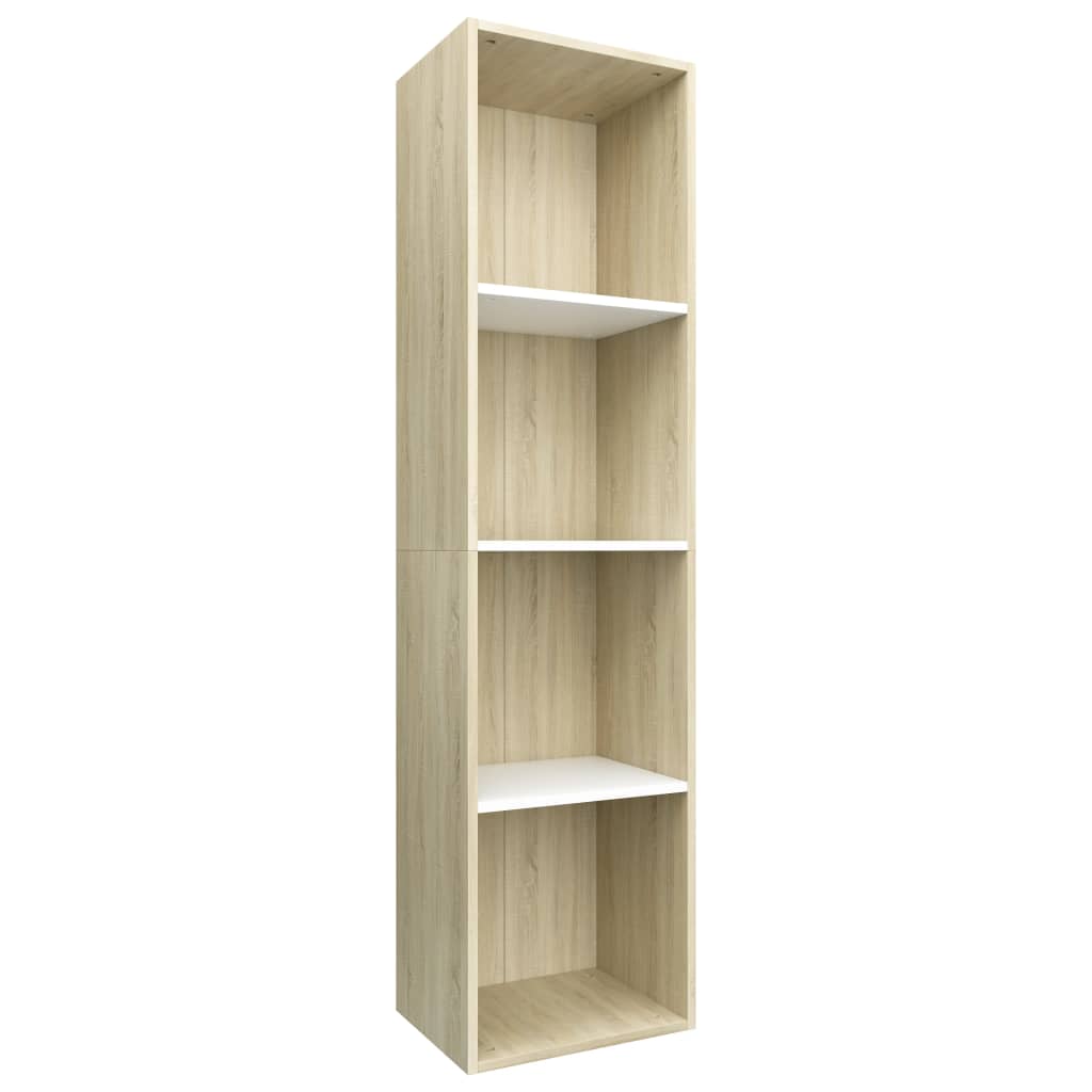 Book Cabinet/TV Cabinet White and Sonoma Oak 36x30x114 cm Engineered Wood