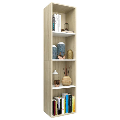 Book Cabinet/TV Cabinet White and Sonoma Oak 36x30x114 cm Engineered Wood