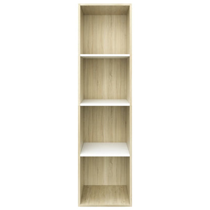 Book Cabinet/TV Cabinet White and Sonoma Oak 36x30x114 cm Engineered Wood