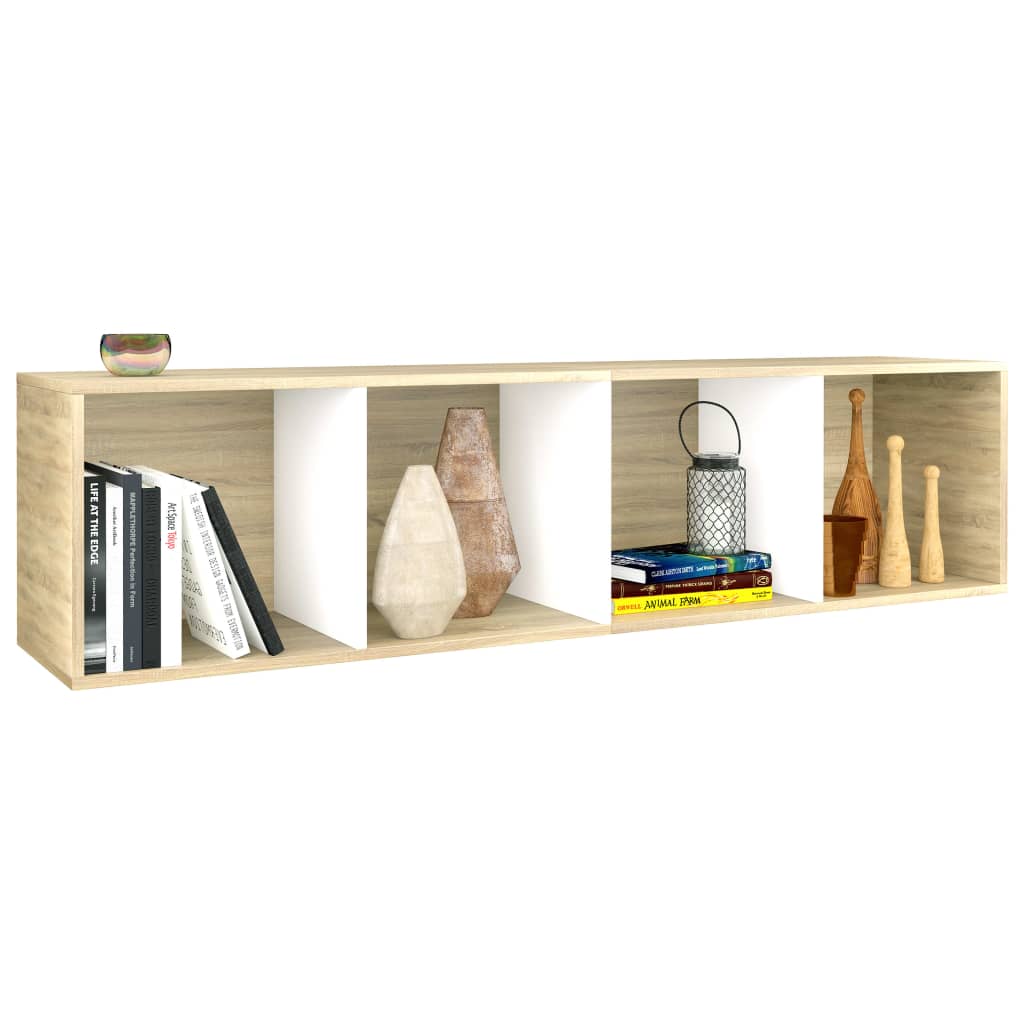 Book Cabinet/TV Cabinet White and Sonoma Oak 36x30x114 cm Engineered Wood