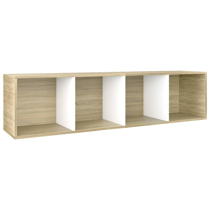 Book Cabinet/TV Cabinet White and Sonoma Oak 36x30x114 cm Engineered Wood