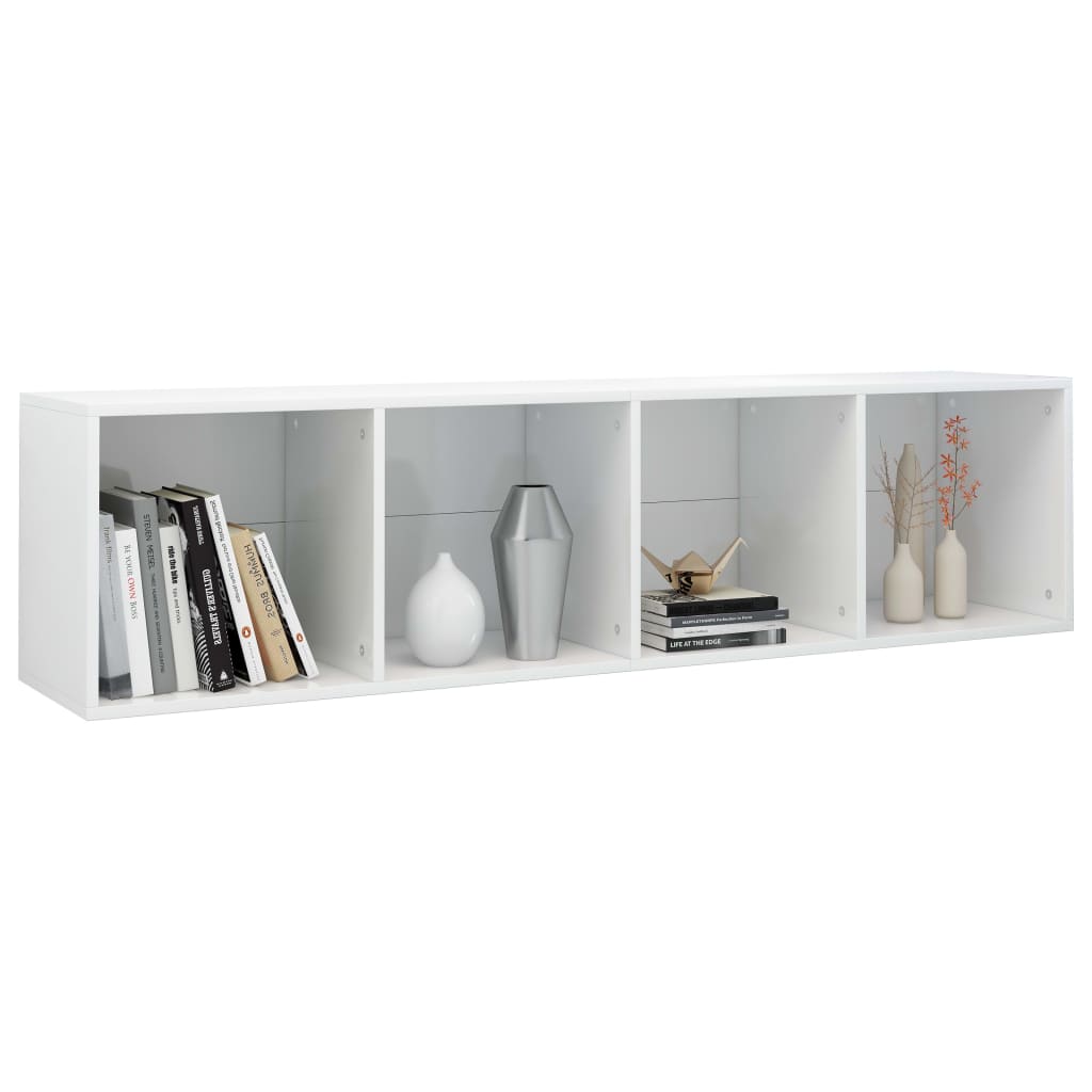 Book Cabinet/TV Cabinet High Gloss White 36x30x143 cm Engineered Wood