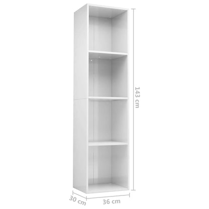 Book Cabinet/TV Cabinet High Gloss White 36x30x143 cm Engineered Wood