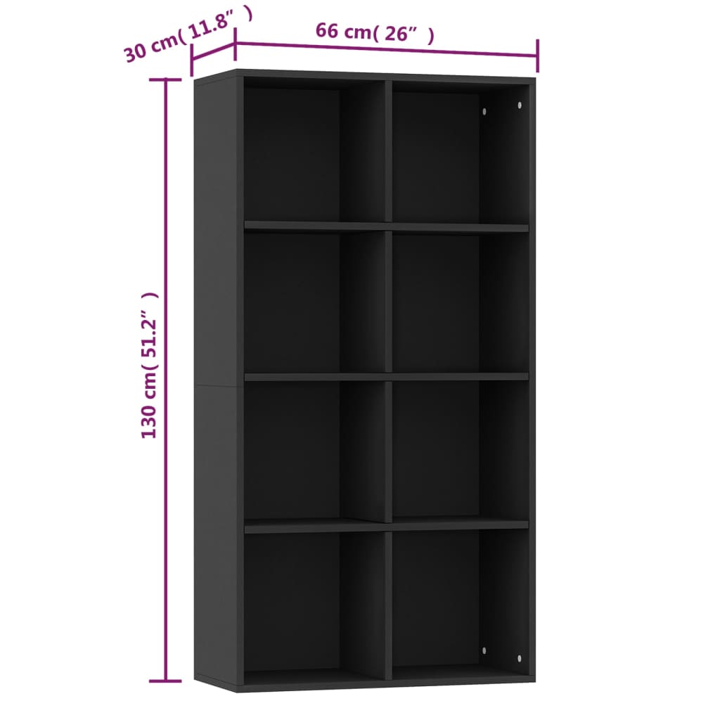 Book Cabinet/Sideboard Black 66x30x130 cm Engineered Wood