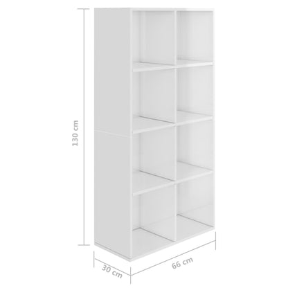 Book Cabinet/Sideboard High Gloss White 66x30x130 cm Engineered Wood