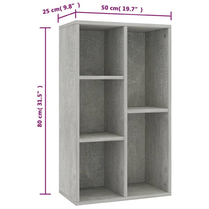 Book Cabinet/Sideboard Concrete Grey 50x25x80 cm Engineered Wood