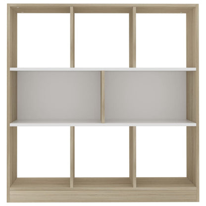 Book Cabinet White and Sonoma Oak 97.5x29.5x100 cm Engineered Wood